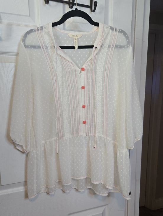 Matilda Jane Tops - Matilda Jane Cream Swiss Dot Tunic with Pink Accents